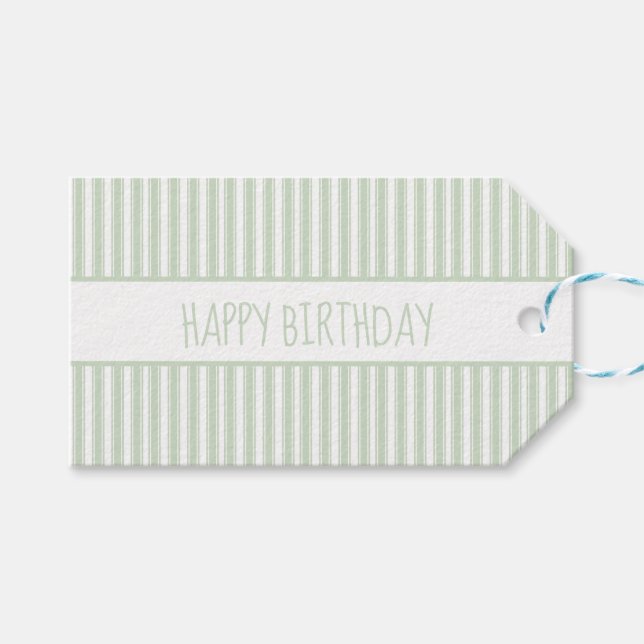 Personalisierter Streifen mit grün und weiß Geschenkanhänger (Vorderseite (Horizontal))