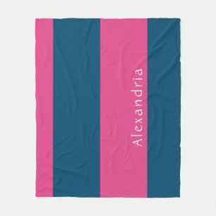 Personalisierter Streifen Rosa Blau Fleecedecke