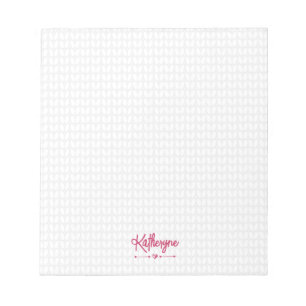 Personalisierter Strick Stitch Notepad in Pink Notizblock