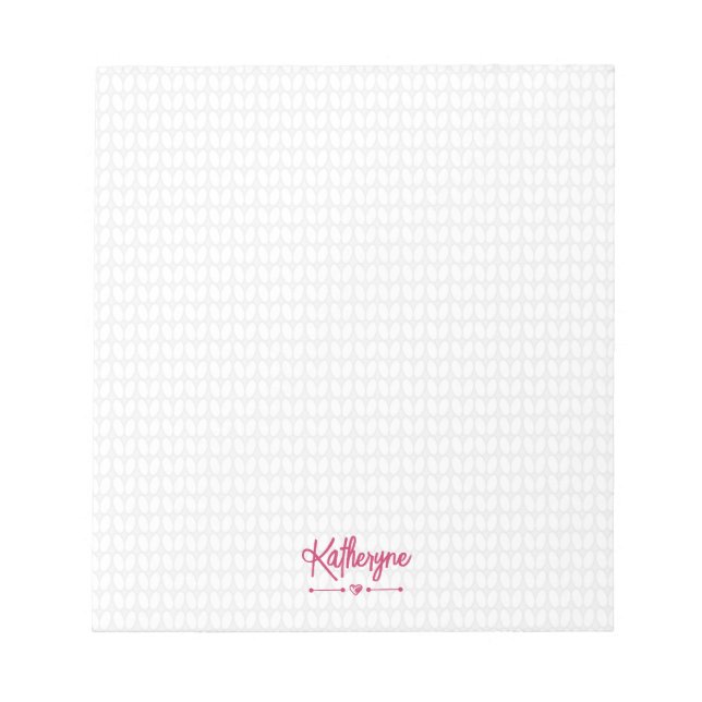 Personalisierter Strick Stitch Notepad in Pink Notizblock (Vorderseite)