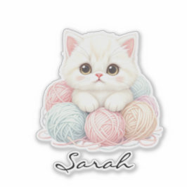 Personalisierter Strickkätzchen-Aufkleber Aufkleber