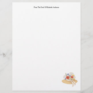 Personalisierter Strohhut mit Wildblumen Briefpapi Briefbogen