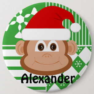 Personalisierter Strumpf des Weihnachtsmannes Button