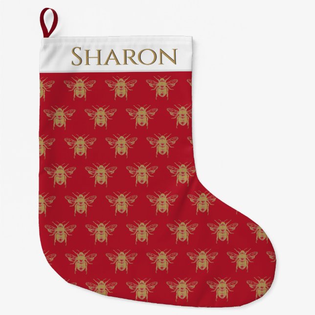 Personalisierter Strumpf mit Goldbeere Großer Weihnachtsstrumpf (Vorderseite)