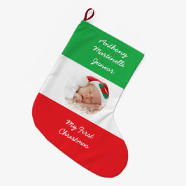 Personalisierter Strumpf mit italienischer Flagge Großer Weihnachtsstrumpf