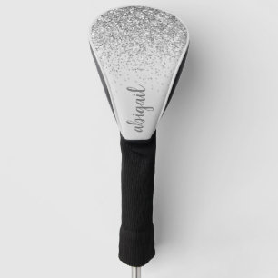 Personalisierter Stylischer Silver Glitzer Monogra Golf Headcover