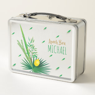 Personalisierter Sukkot-Lulav und Etrog Vier Arten Metall Brotdose