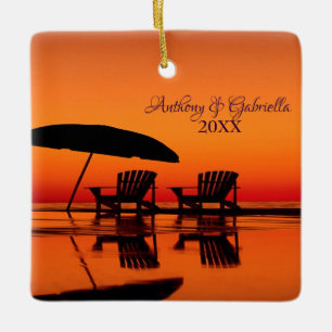 Personalisierter Sunsetting Strand mit Keramikornament
