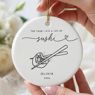 Personalisierter Sushi-Liebhaber-Weihnachtsschmuck Keramik Ornament