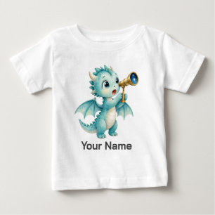 Personalisierter süßer Babydrache mit Teleskop Baby T-shirt