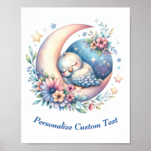 Personalisierter Süßer Babyvogel schlafend auf dem Poster