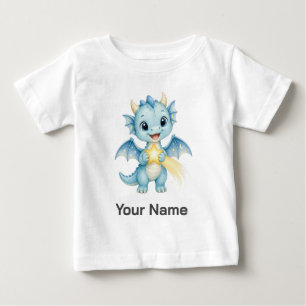 Personalisierter süßer blauer Drache mit Sternschn Baby T-shirt