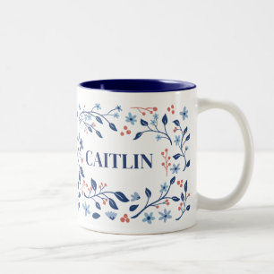 Personalisierter süßer Blumenname-Becher – Individ Zweifarbige Tasse