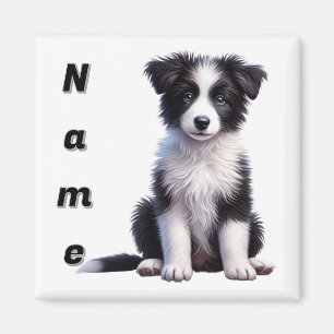 Personalisierter süßer Border Collie Welpe Magnet