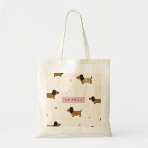 Personalisierter Süßer Brauner Dachshund-Welpe Tragetasche