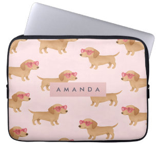 Personalisierter Süßer Dachshund Hund Laptopschutzhülle