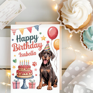 Personalisierter süßer Dobermann-Hund-Geburtstag Karte