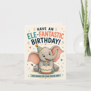 Personalisierter süßer Elefant Ele-fantastischer G Feiertagskarte
