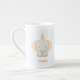 Personalisierter süßer Elefant Kinder Name Prozellantasse