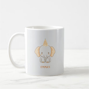 Personalisierter süßer Elefant Kindername Kaffeetasse