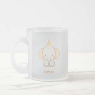 Personalisierter süßer Elefant Kindername Mattglastasse