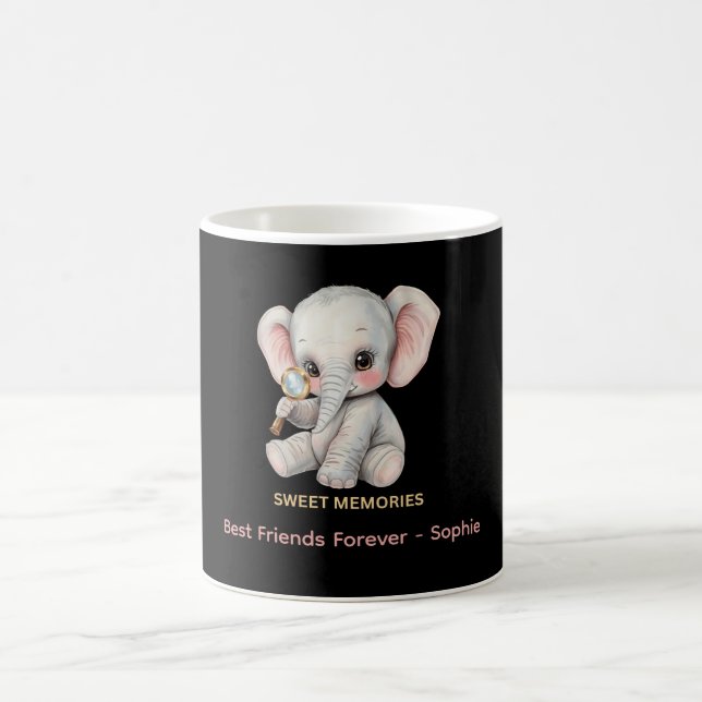 Personalisierter Süßer Erinnerungen Elefant Becher Kaffeetasse (Mittel)