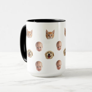 Personalisierter süßer Familien-Gesichtsmug mit 2 Tasse