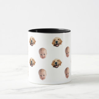 Personalisierter süßer Familien-Gesichtsmug mit 2 Tasse