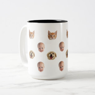 Personalisierter süßer Familien-Gesichtsmug mit 2  Zweifarbige Tasse