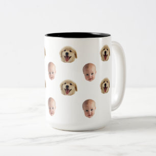 Personalisierter süßer Familien-Gesichtsmug mit 2  Zweifarbige Tasse
