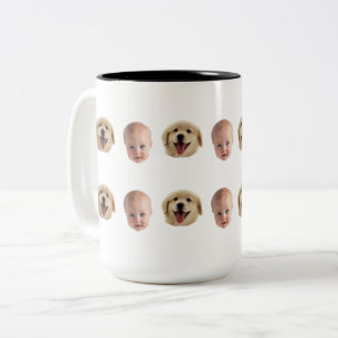 Personalisierter süßer Familien-Gesichtsmug mit 2  Zweifarbige Tasse