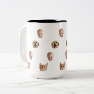 Personalisierter süßer Familien-Gesichtsmug mit 2  Zweifarbige Tasse