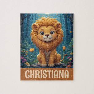 Personalisierter süßer fantastischer Löwe in einem Puzzle