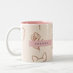 Personalisierter Süßer Französische Bulldogge Blum Zweifarbige Tasse