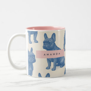 Personalisierter Süßer Französische Bulldogge Zweifarbige Tasse