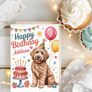 Personalisierter süßer Goldendoodle-Geburtstag Karte
