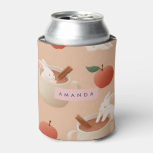 Personalisierter süßer Hase mit Apfelwein-Muster Dosenkühler