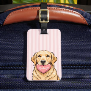 Personalisierter süßer Hund mit rosa Herz Gepäckanhänger