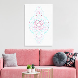 Personalisierter Süßer Kawaii-Hasen Ornamental Man Leinwanddruck