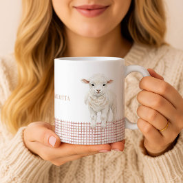 Personalisierter süßer Lamm-Babyschaf-Name-Becher Kaffeetasse