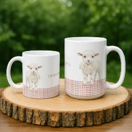 Personalisierter süßer Lamm-Babyschaf-Name-Becher Kaffeetasse