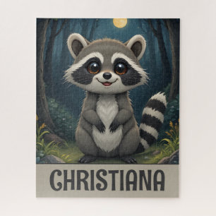 Personalisierter süßer launischer Waschbär Puzzle