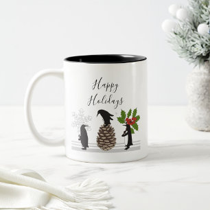 Personalisierter süßer lustiger Pinguin Weihnachte Zweifarbige Tasse