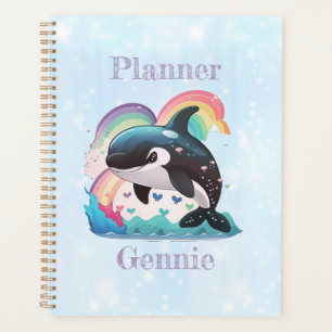 Personalisierter süßer magischer Orca-Regenbogen-O Planer
