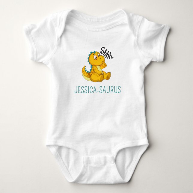 Personalisierter süßer Name Dinosaurier Baby Strampler (Vorderseite)
