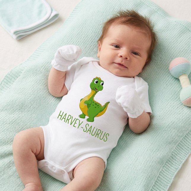 Personalisierter süßer Name Dinosaurier Baby Strampler (Custom Name Cute Dinosaur Baby Shower)