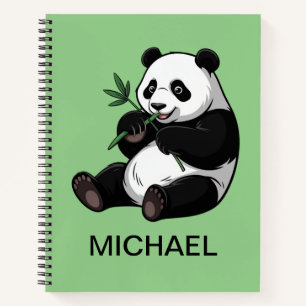 Personalisierter süßer Panda-Bär-Grünzeug-Bambus Notizbuch