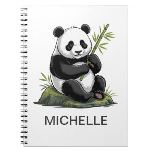 Personalisierter süßer Panda-Bär mit Grünzeug-Bamb Notizblock