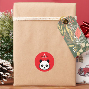 Personalisierter süßer Panda-Bär-Monogramm-Aufkleb Runder Aufkleber