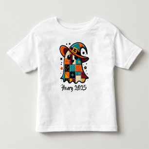 Personalisierter Süßer Patchwork-Geist Halloween Kleinkind T-shirt